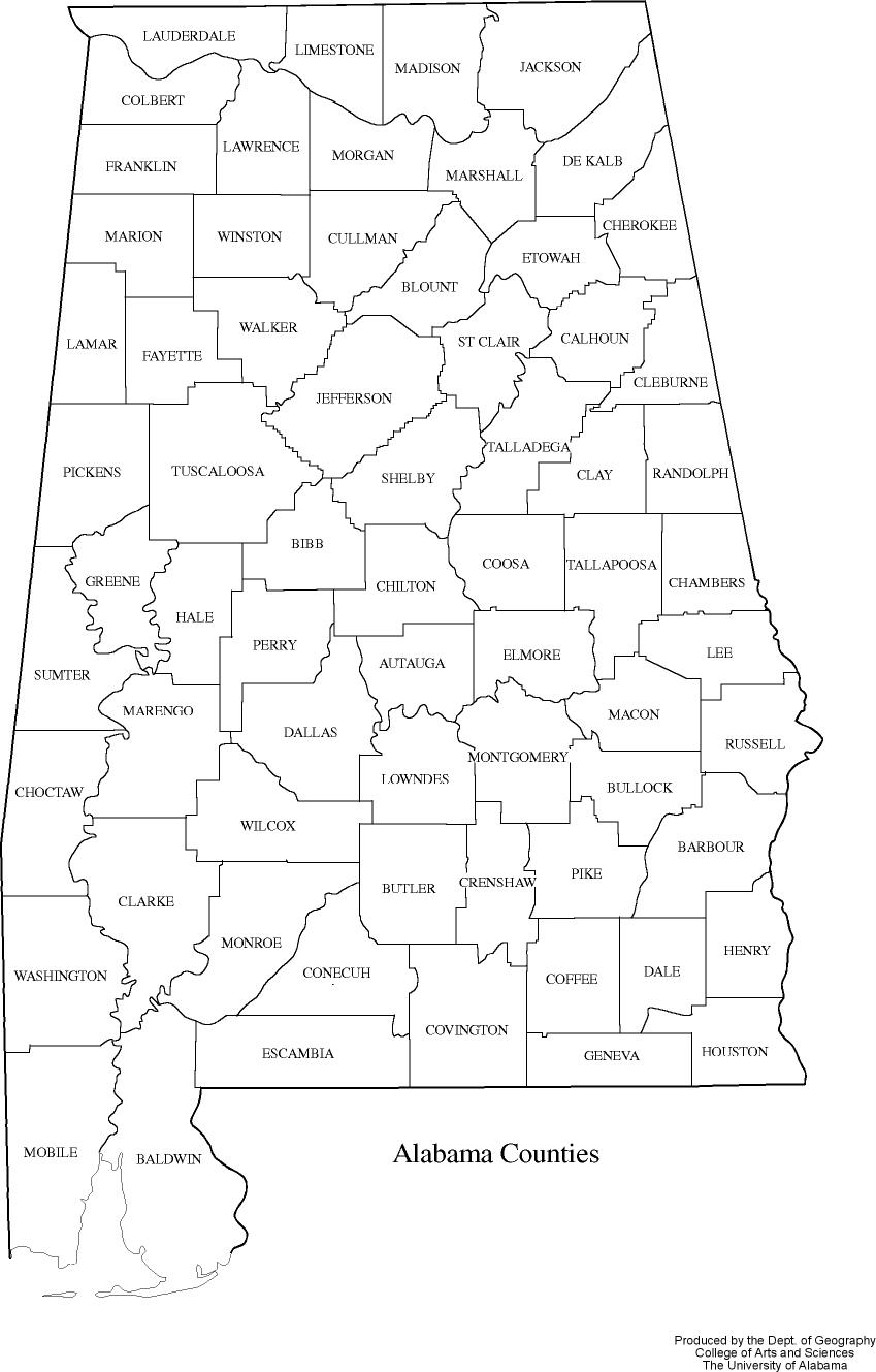 alabama state map with counties Alabama Outline Maps And Map Links alabama state map with counties