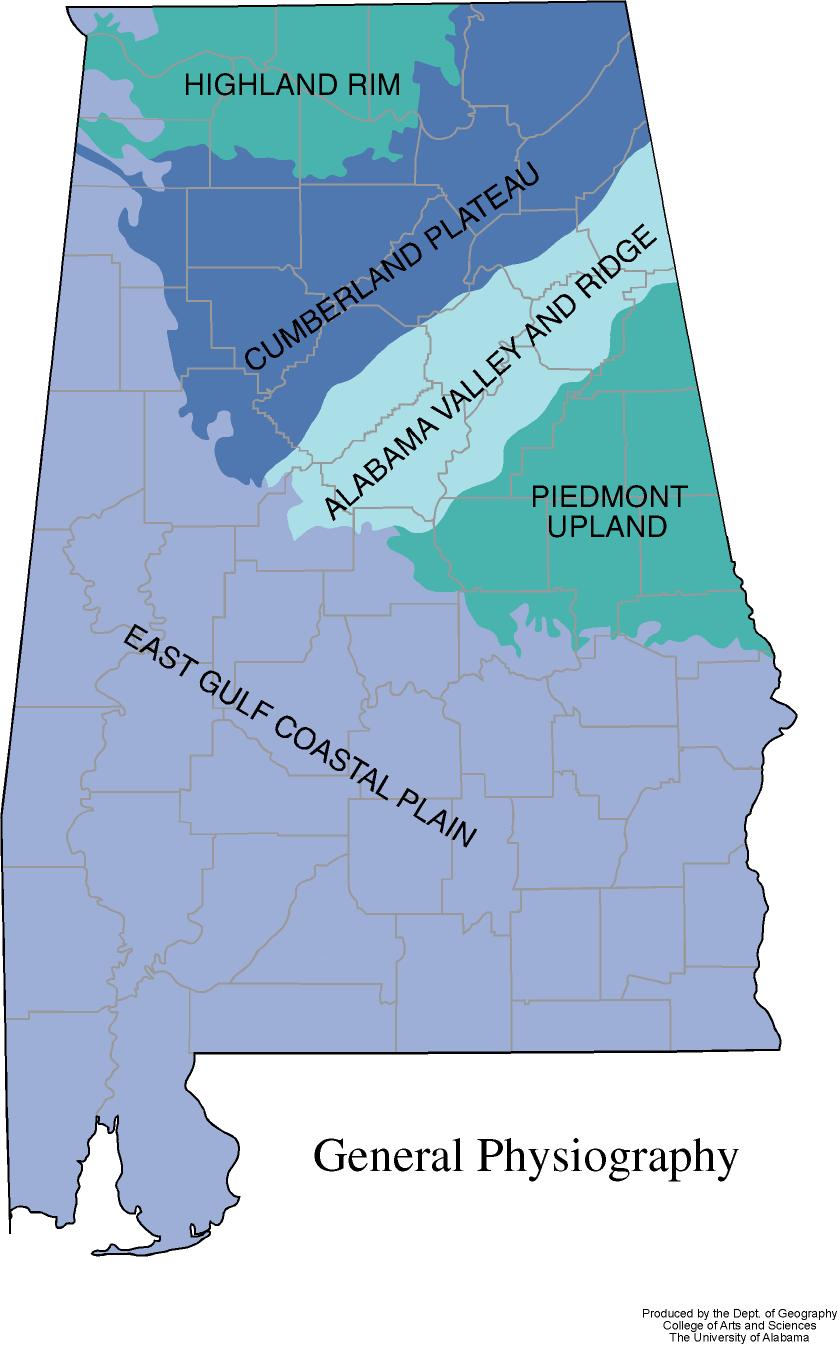 Alabama Maps - Physical Features