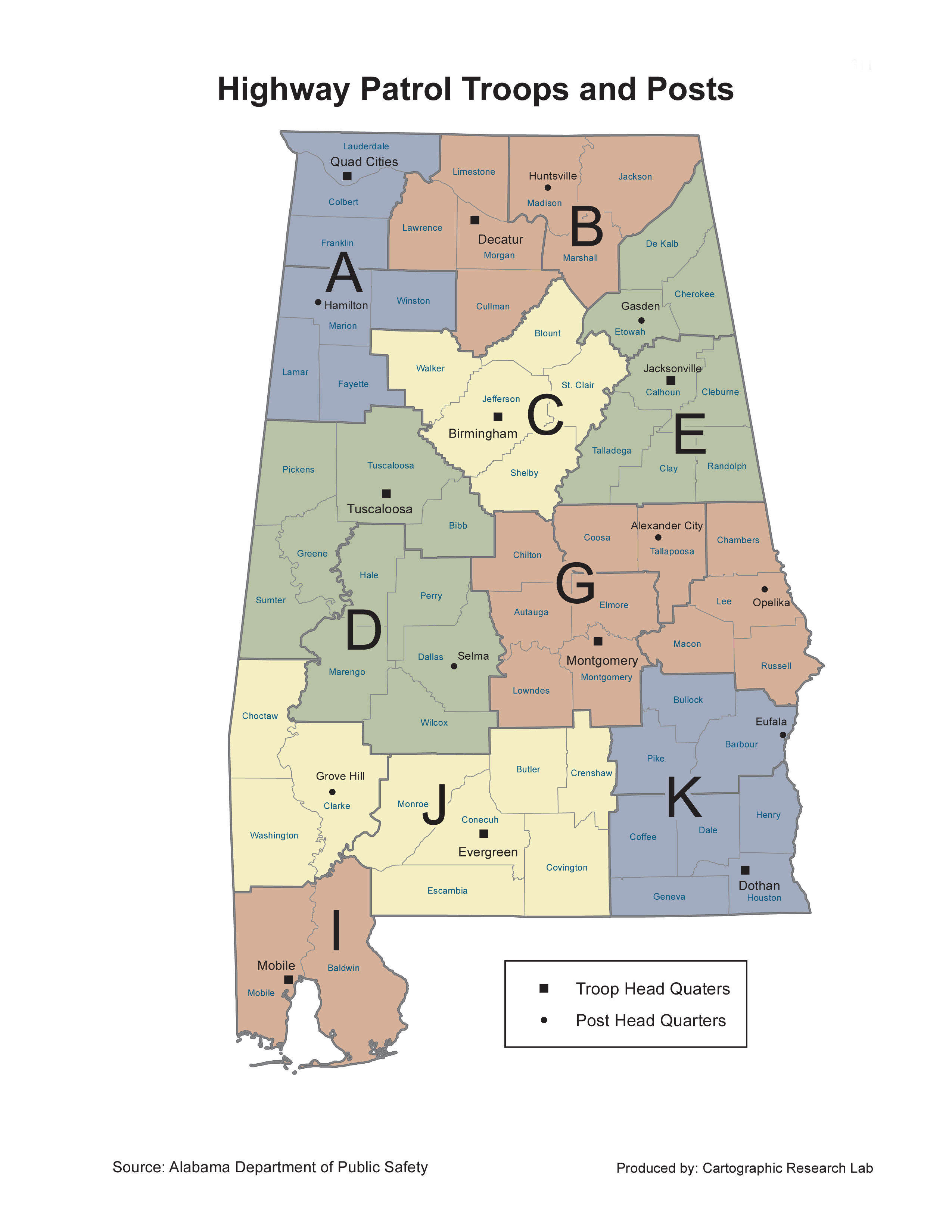 1997/98 Official ALABAMA Highway Road Trip Paper Map DOT 