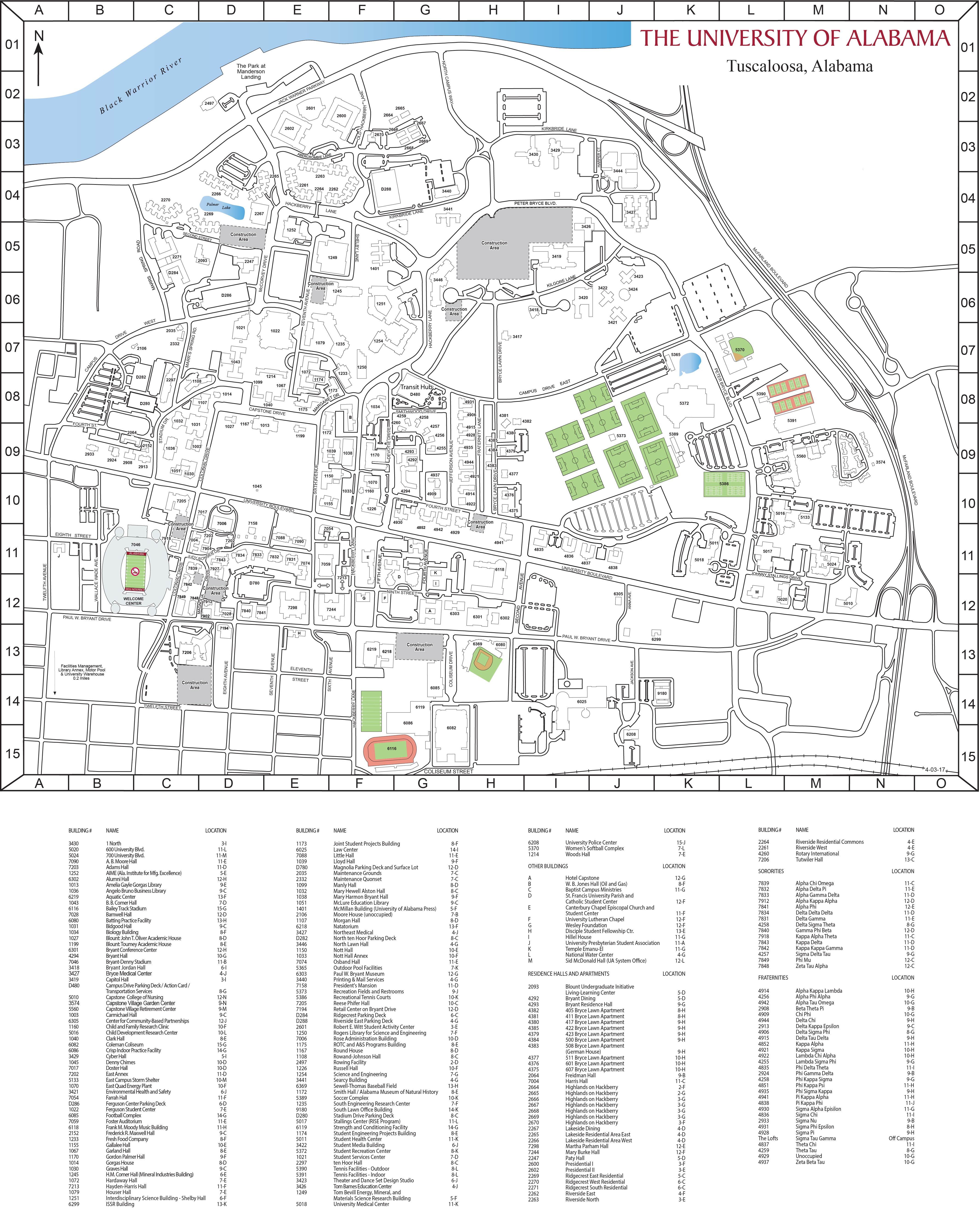 University Of North Alabama Map Campus Maps