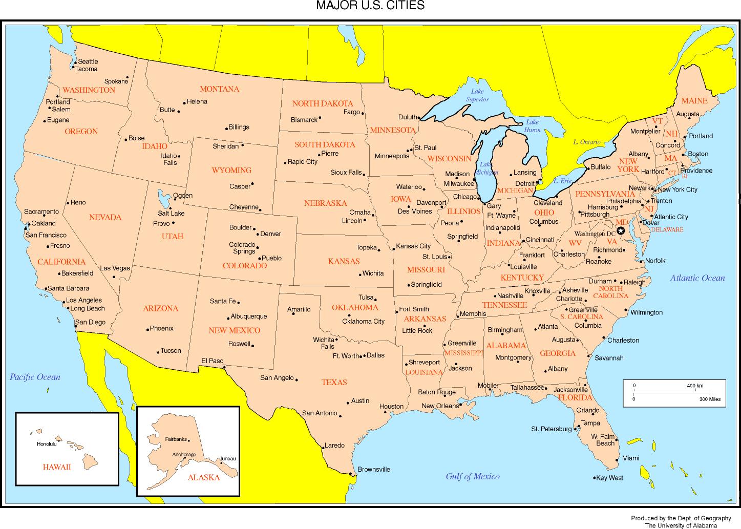 labeled map of the united states with cities Maps Of The United States labeled map of the united states with cities