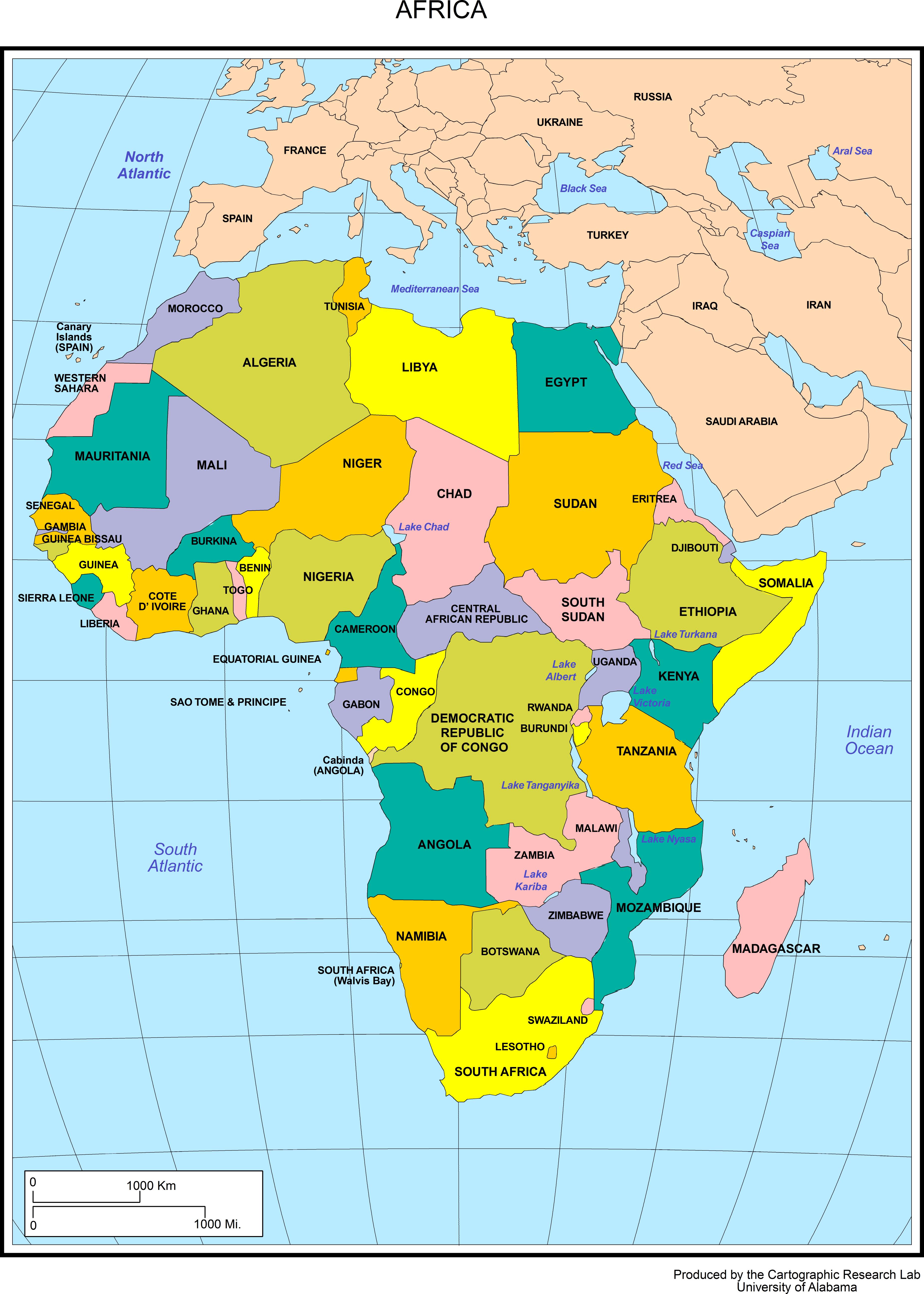 Map Of Africa With Countries And Capitals