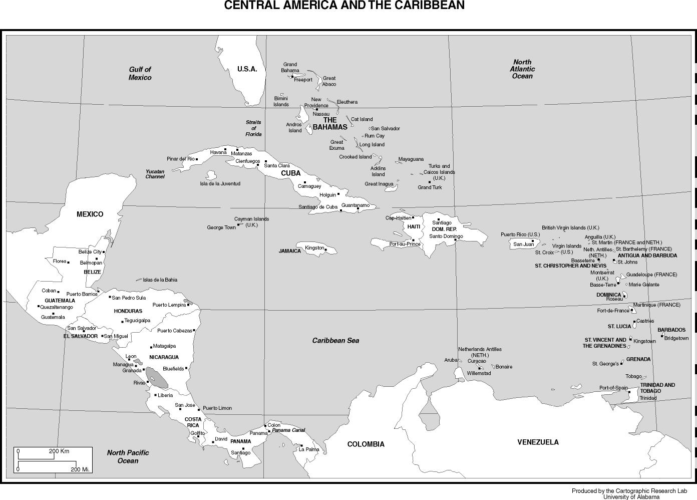 central america map black and white Maps Of The Americas central america map black and white