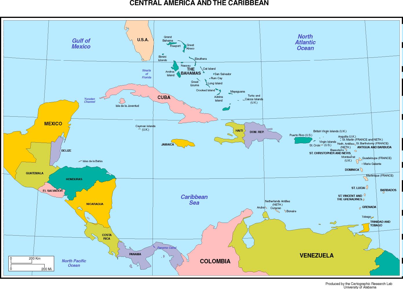 Central America Map Countries And Capitals - Uno