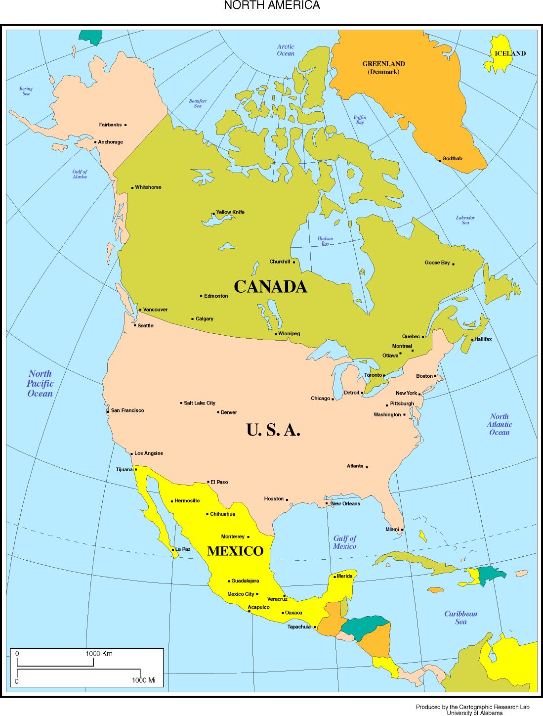 Labeled Map Of North America - Map