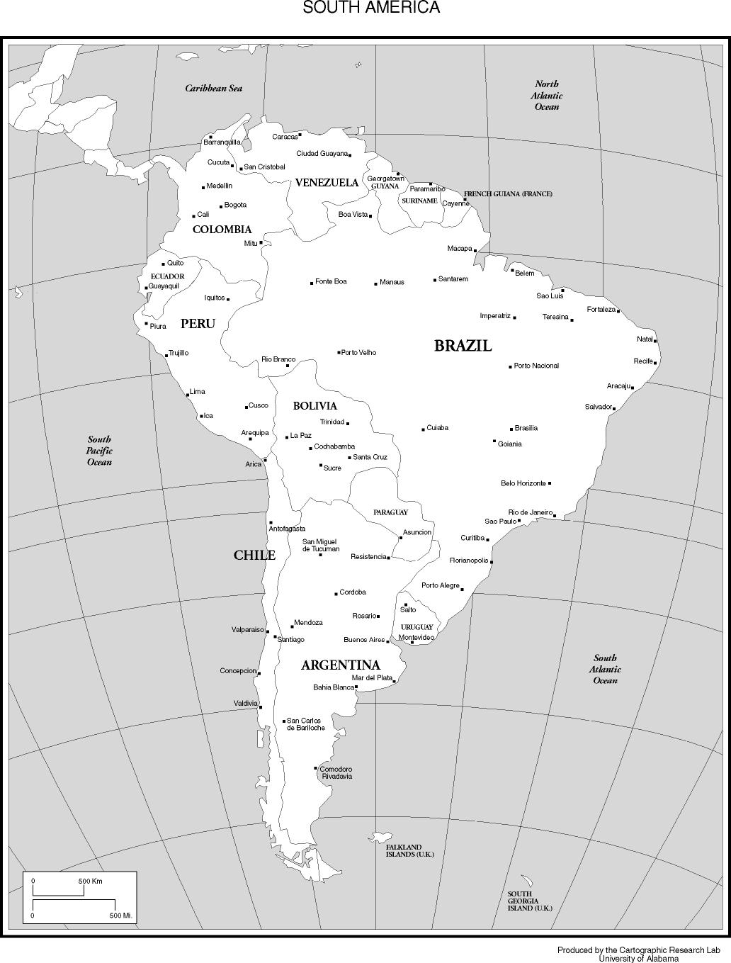 Map Of South America And Caribbean With Capitals