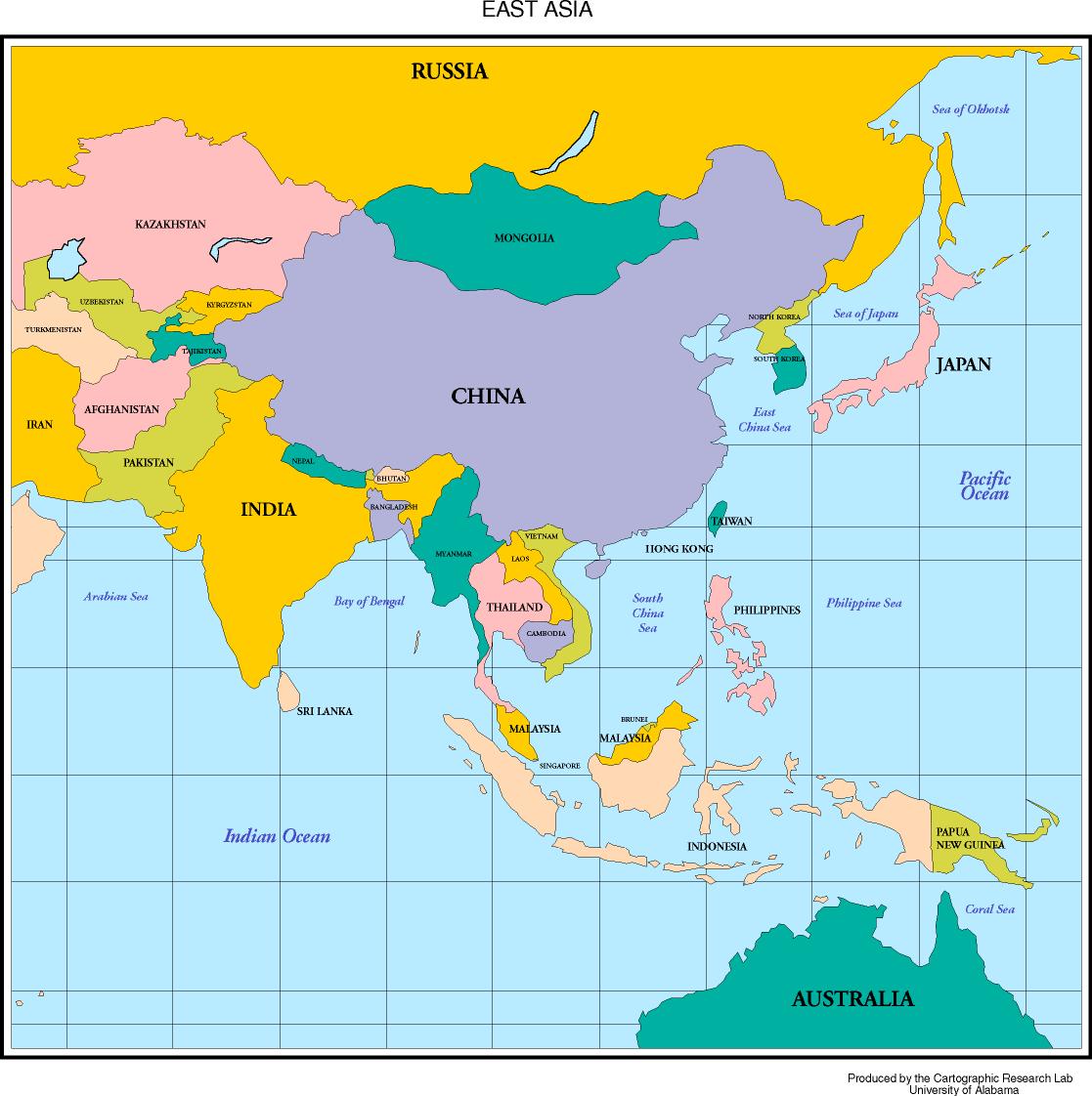 East Asia Map With Capitals Maps Of Asia