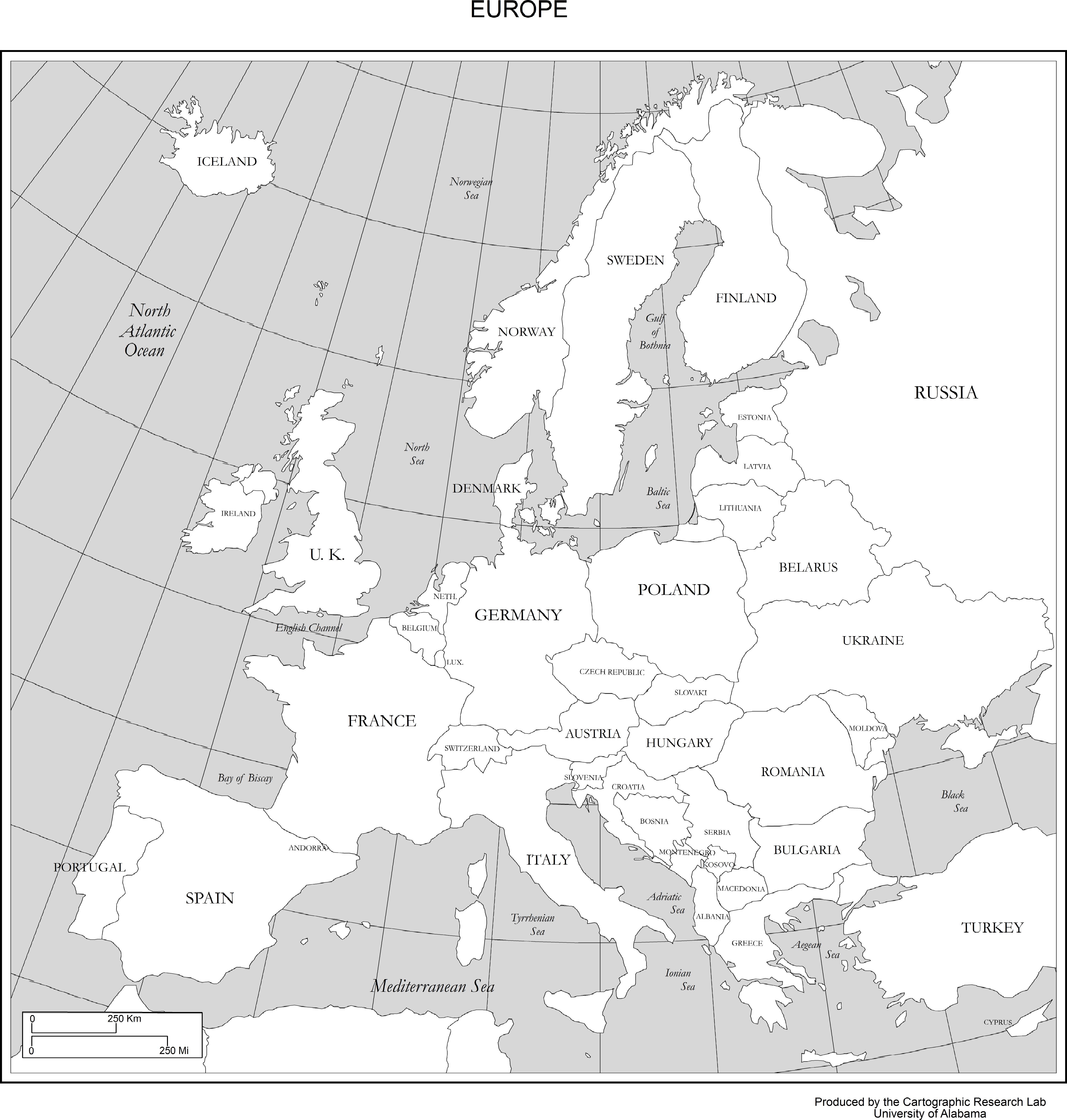 europe map black and white labeled Maps Of Europe europe map black and white labeled