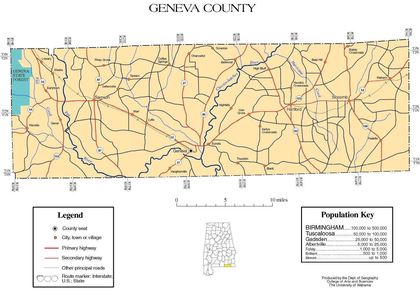 Geneva County Map Alabama