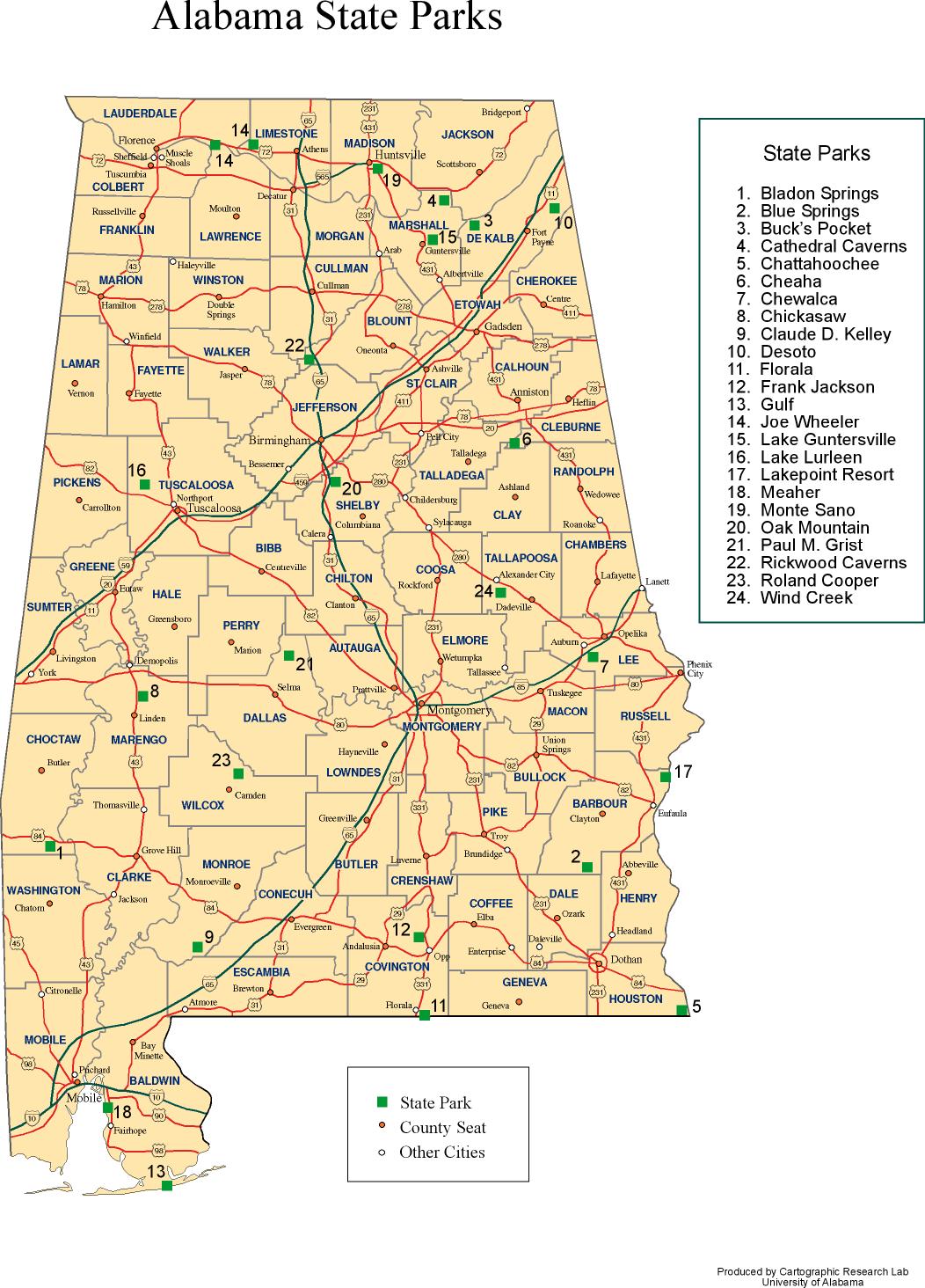 Alabama Outline Maps and Map Links