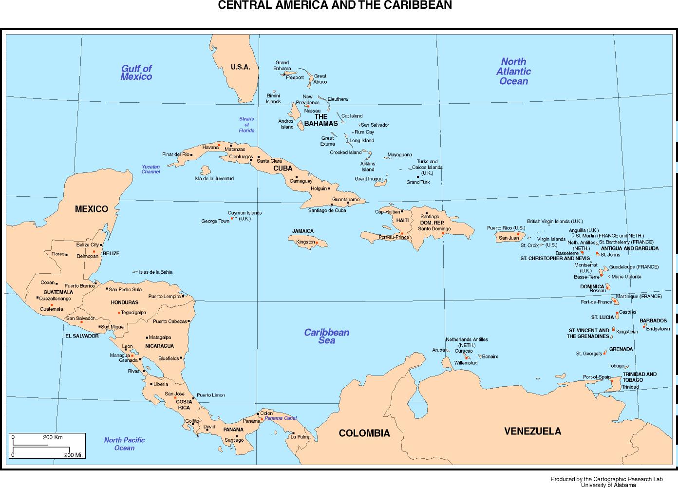 Central America Map Countries And Capitals - Map