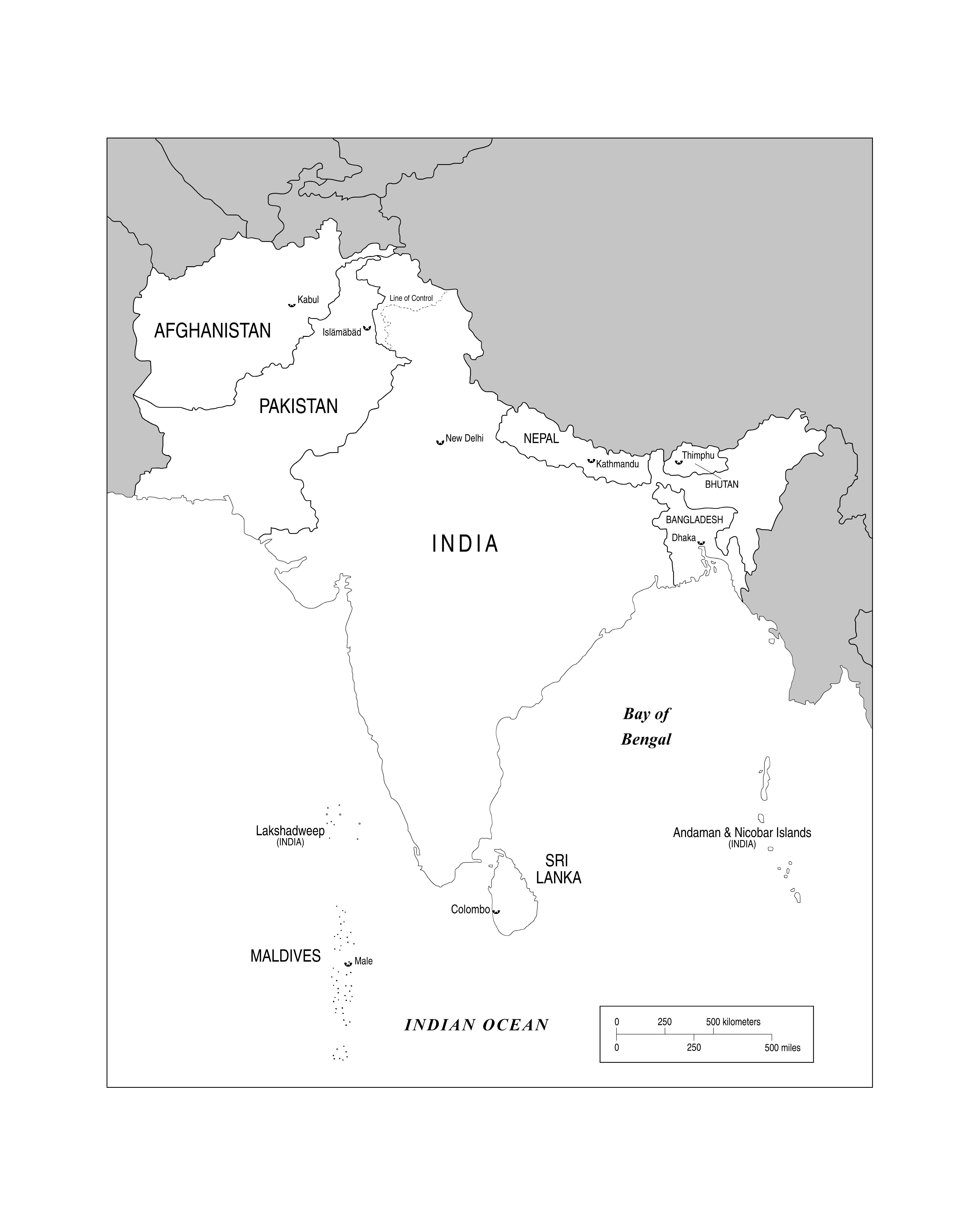 South Asia Political Map Countries | Map of Atlantic Ocean Area