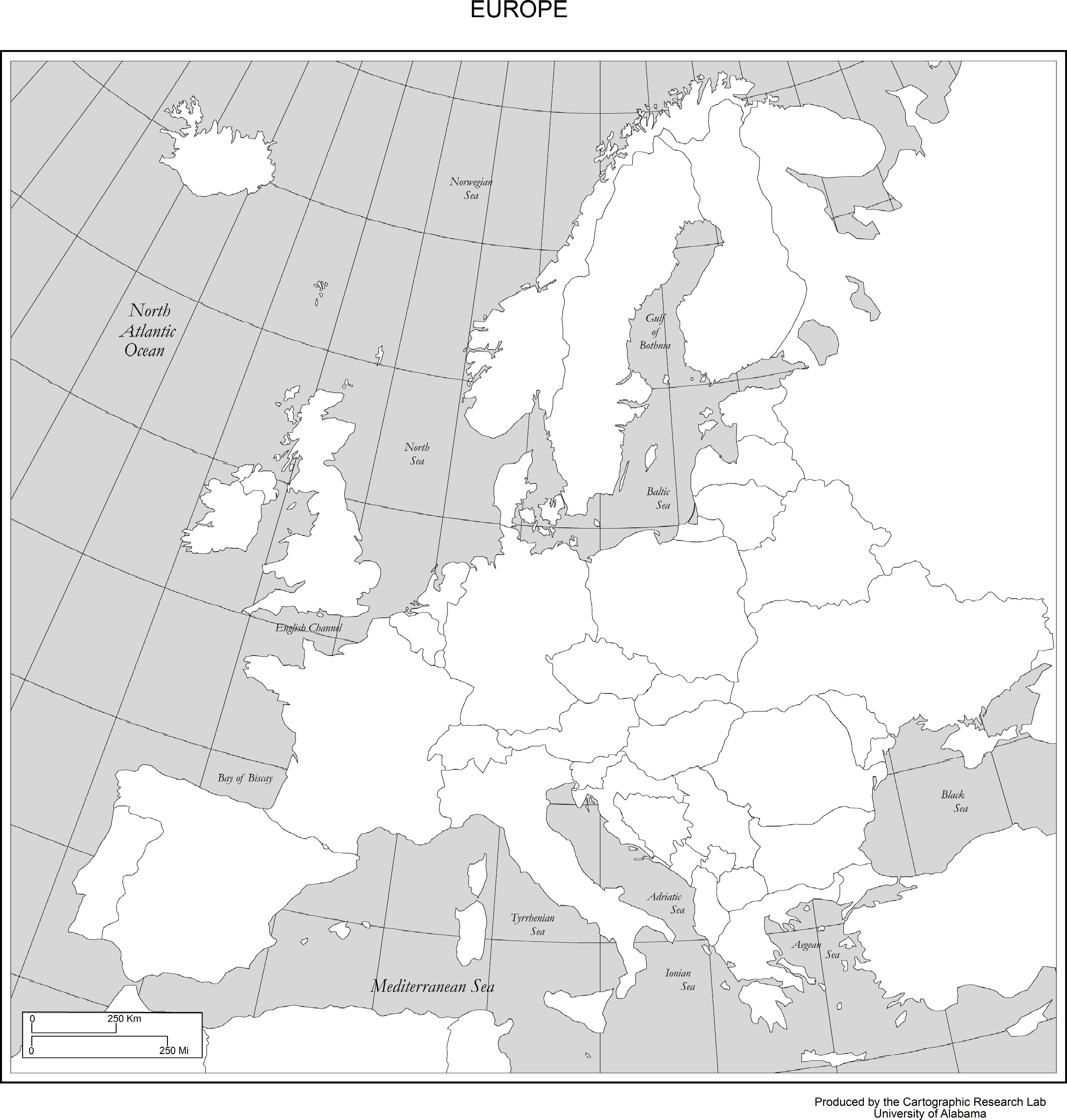 europe map countries blank