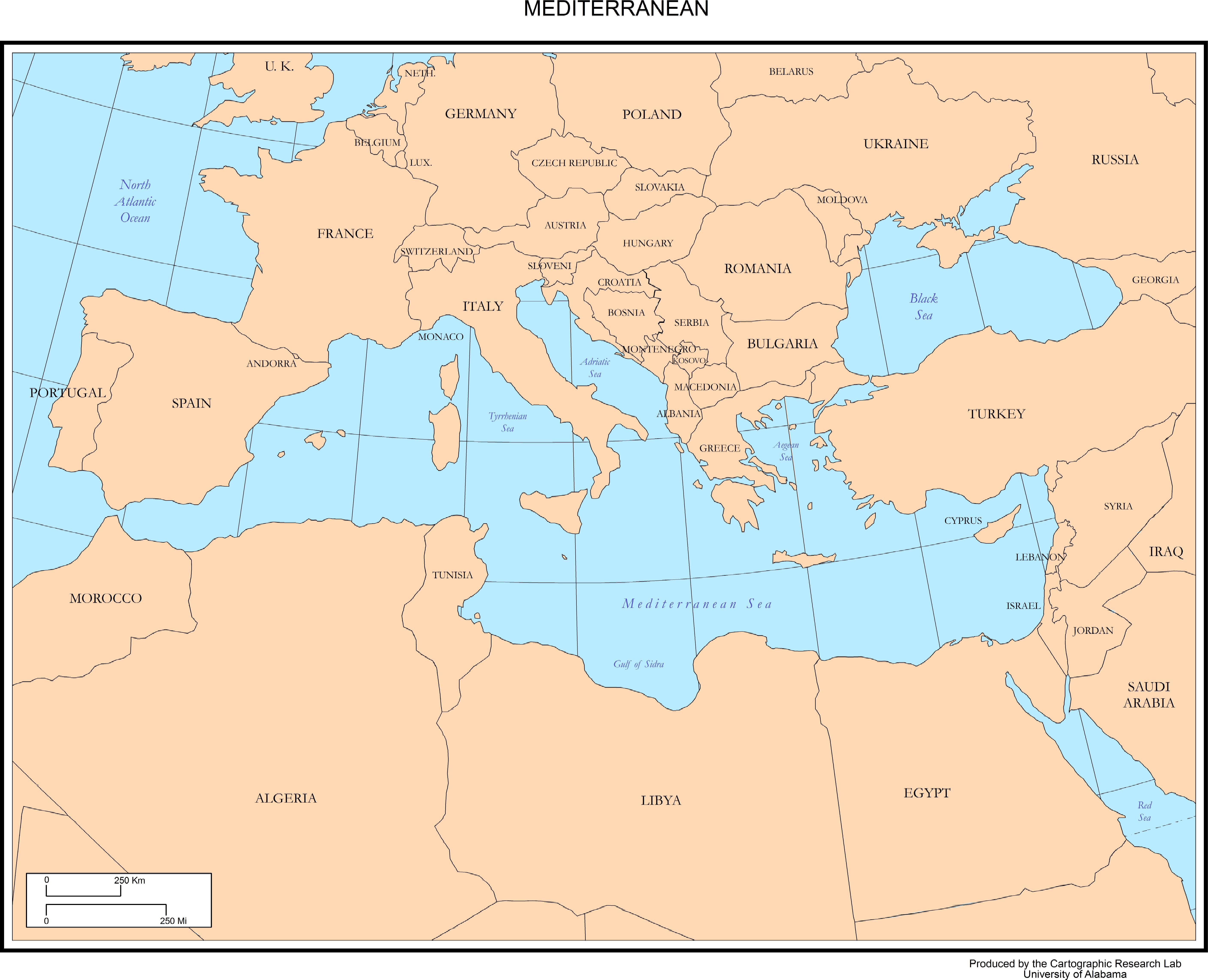 blank map of europe and middle east